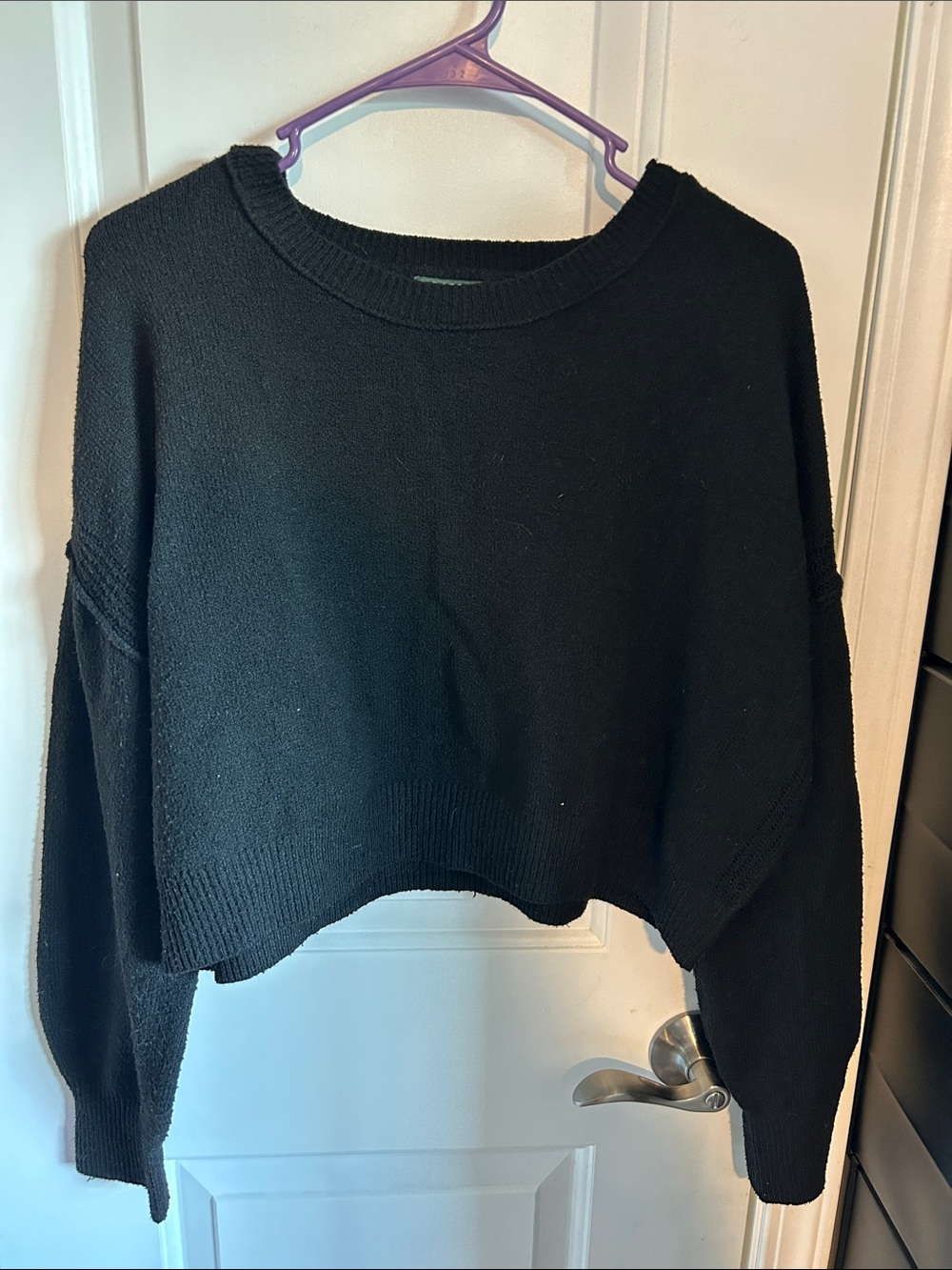 wild fable Black Cropped Crewneck Sweater